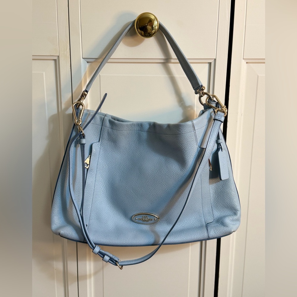 Authentic Coach Light Blue Leather Shoulder Bag w/ Dustbag